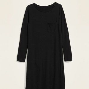 OLD NAVY Sweater-Knit Jersey Long-Sleeve T-Shirt Shift BLACK Dress (SMALL)NEW